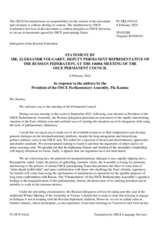 Statement by the Delegation of the Russian Federation in response to the address by the President of the OSCE Parliamentary Assembly, Ms Pia Kauma