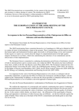 Statement by the Spanish EU Presidency in response to reports by the OSCE Chairperson’s Personal Representatives on Tolerance and Non-Discrimination