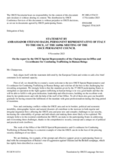 Statement by the Delegation of Italy in response to the report by the Special Representative and Co-ordinator for Combating Trafficking in Human Beings, Dr. Kari Johnstone