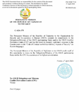 Response by the Delegation of Tajikistan to the Questionnaire on the Code of Conduct on Politico-Military Aspects of Security