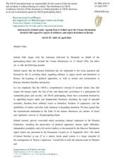 Statement by the Delegation of Ireland on the follow-up to the Vienna Mechanism invoked with regard to reports of arbitrary and unjust detentions in Russia