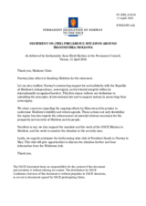 Statement by the Delegation of Norway on the precarious situation around Transdniestria/Moldova