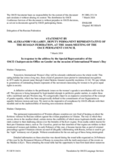 Statement by the Delegation of the Russian Federation in response to the address by the Special Representative of the OSCE Chairperson-in-Office on Gender on the occasion of International Women’s Day