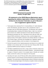 Statement by the Belgian EU Presidency on the OSCE Moscow Mechanism invoked by 45 participating States, following consultations with Ukraine
