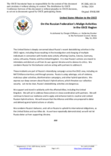 Statement by the Delegation of the United States of America on the Russian Federation’s malign activities and interference in the OSCE region
