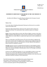 Statement by the Delegation of Norway in response to the report by the Head of the OSCE Mission in Kosovo, Ambassador Michael Davenport