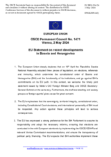Statement by the Belgian EU Presidency on recent developments in Bosnia and Herzegovina
