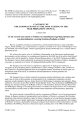 Statement by the Belgian EU Presidency on commitments regarding tolerance and non-discrimination: ensuring freedom of religion or belief