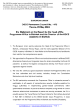 Statement by the Belgian EU Presidency in response to the report by the Head of the OSCE Programme Office in Bishkek, Ambassador Alexey Rogov, and the Director of the OSCE Academy in Bishkek, Dr. Kate E. Walker