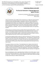 Statement by the Delegation of the United States of America on the Russian Federation’s ongoing aggression against Ukraine