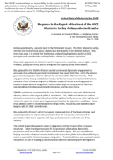 Statement by the Delegation of the United States of America in response to the report by the Head of the OSCE Mission to Serbia, Ambassador Jan Braathu