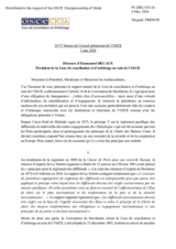 Discours d’Emmanuel Decaux Président de la Cour de conciliation et d’arbitrage au sein de l’OSCE