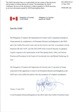 Response by the Delegation of Canada to the Questionnaire on Participating States’ Policy and/or National Practices and Procedures for the Export of Conventional Arms and Related Technology