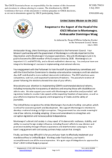 Statement by the Delegation of the United States of America in response to the report by the Head of the OSCE Mission to Montenegro, Ms. Dominique Waag