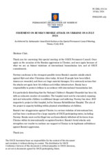 Statement by the Delegation of Norway on the Russia’s missile attack on Ukraine, including on Okhmatdyt Children’s Hospital in Kyiv, on 8 July 2024