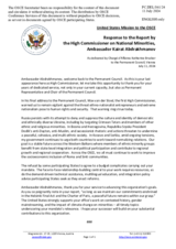 Statement by the Delegation of the United States of America in response to the report by the High Commissioner on National Minorities, Ambassador Kairat Abdrakhmanov