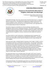 Statement by the Delegation of the United States of America in response to the report by the Head of the OSCE Centre in Ashgabat, John MacGregor