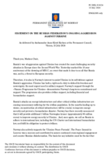 Statement by the Delegation of Norway on the Russian Federation’s ongoing aggression against Ukraine