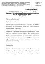 Statement by the Delegation of Japan in response to the report by the Secretary General on “Response to the implications of Afghanistan for the OSCE region”