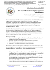Statement by the Delegation of the United States of America on the Russian Federation’s ongoing aggression against Ukraine