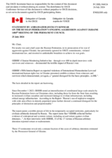 Statement by the Delegation of Canada on the Russian Federation’s ongoing aggression against Ukraine