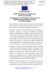 Statement by the Hungarian EU Presidency in response to the report by the Head of the OSCE Programme Office in Astana, Dr. Volker Frobarth