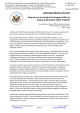 Statement by the Delegation of the United States of America in response to the report by the Head of the OSCE Programme Office in Astana, Dr. Volker Frobarth