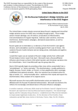 Statement by the Delegation of the United States of America on the Russian Federation’s malign activities and interference in the OSCE area