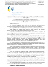 Statement by the Delegation of Ukraine on the Russian Federation’s malign activities and interference in the OSCE area