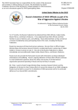 Statement by the Delegation of the United States of America on Russia’s detention of OSCE officials as part of its war of aggression against Ukraine