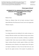 Statement by the Delegation of Japan on the Russia’s missile attack on Ukraine, including on Okhmatdyt Children’s Hospital in Kyiv, on 8 July 2024