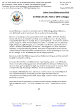 Statement by the Delegation of the United States of America on the death of former OSCE colleague, Ambassador D. Sidorenko