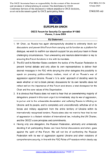 Statement by the Belgian EU Presidency on the draft agenda