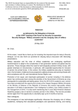 Statement by the Delegation of Armenia on the Security Dialogue: "Military Education and the Changing Roles of Military Academies"