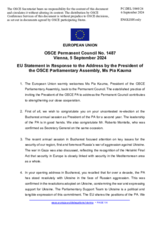 Statement by the Hungarian EU Presidency in response to the address by the President of the OSCE Parliamentary Assembly, Ms Pia Kauma