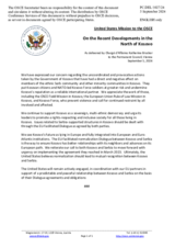 Statement by the Delegation of the United States of America on the recent developments in the north of Kosovo