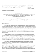 Statement by the Delegation of the Russian Federation on the increasing military involvement of certain NATO and EU member States in yet more confrontation in and around Ukraine