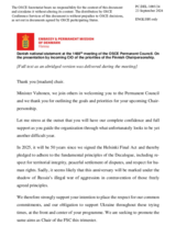 Statement by the Delegation of Denmark in response to the address by the Minister for Foreign Affairs of Finland, H.E. Ms. Elina Valtonen