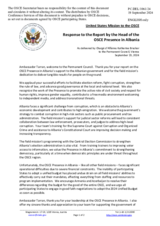 Statement by the Delegation of the United States of America in response to the report by the Head of the OSCE Presence in Albania, Ambassador Michel Tarran