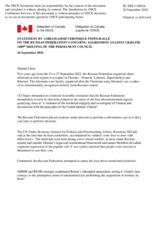 Statement by the Delegation of Canada on the Russian Federation’s ongoing aggression against Ukraine