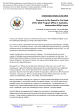 Statement by the Delegation of the United States of America in response to the report by the Head of the OSCE Programme Office in Dushanbe, Ambassador Willy Kempel