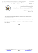 Statement by the Delegation of the United States of America on the October 23 terror attack outside Ankara