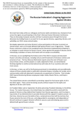 Statement by the Delegation of the United States of America on the Russian Federation’s ongoing aggression against Ukraine