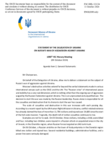 Statement by the Delegation of Ukraine on the Russian war of aggression against Ukraine