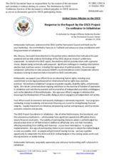  Statement by the Delegation of the United States of America in response to the report by the OSCE Project Co-ordinator in Uzbekistan, Ambassador Antti Karttunen