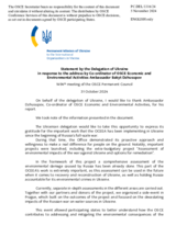 Statement by the Delegation of Ukraine in response to the report by the Co-ordinator of OSCE Economic and Environmental Activities, Ambassador Bakyt Dzhusupov