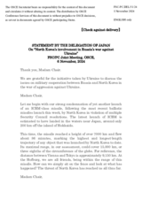 Statement by the Delegation of Japan on the Russian Federation’s military co-operation with the Democratic People’s Republic of Korea and the possible implications for its ongoing aggression against Ukraine