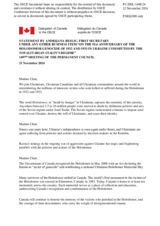 Statement by the Delegation of Canada on the 91st anniversary of the Holodomor genocide committed in Ukraine in 1932–1933 by the totalitarian Stalin regime