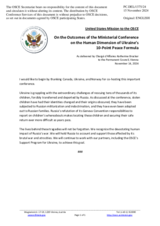 Statement by the Delegation of the United States of America on the outcomes of the Ministerial Conference on the Human Dimension of Ukraine’s 10-Point Peace Formula, held in Montreal, Canada, on 30 and 31 October 2024