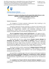 Statement by the Delegation of Ukraine in response to the report by the Head of the OSCE Mission to Moldova, Ambassador Kelly Keiderling